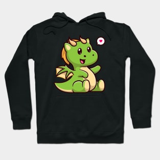 Cute Baby Green Dragon Sitting Cartoon Hoodie